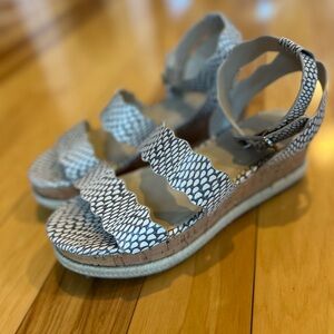Marc Fisher Snake Print Scalloped Platform Wedge Sandals